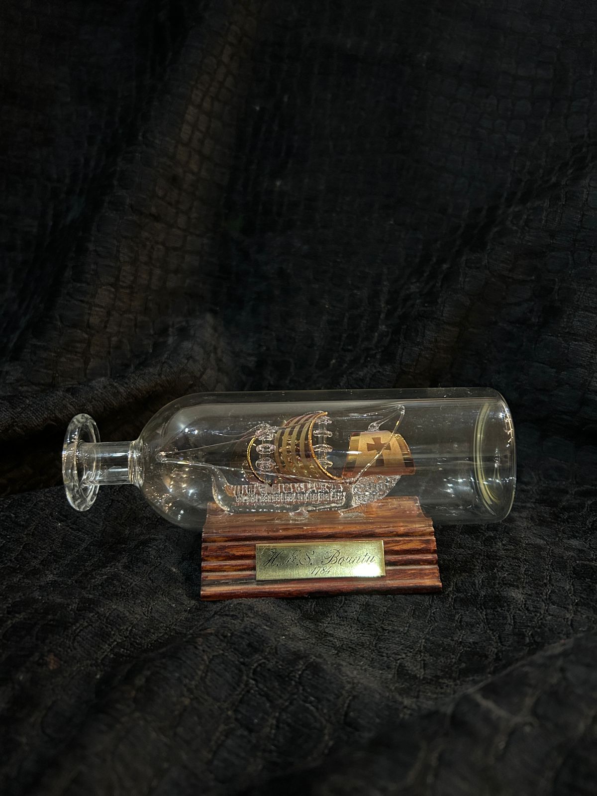 Glass model of a ship